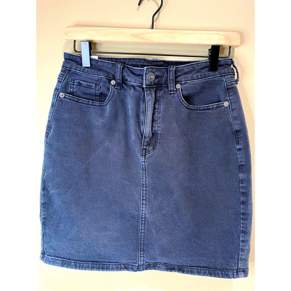 American Eagle Black Faded Jean Mini Skirt
